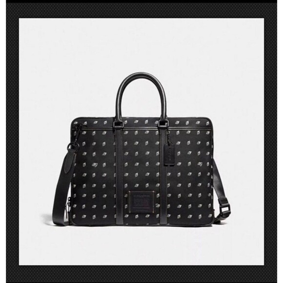 Coach Metropolitan Slim Briefcase Dot Diamond Print NWT - Picture 6 of 10